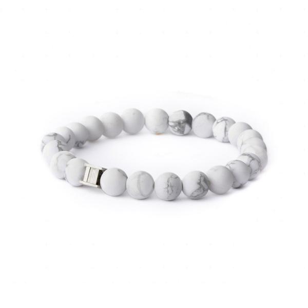 Armband mit 8 mm mattem Howlith-Stein - Alpha Mat White